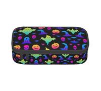 ssnmuk Rainbow Halloween Ghost Witch Hat Spiders Large Capacity Compartment Stationery Bag, Travel Bag, Office Supplies Box, Makeup Bag