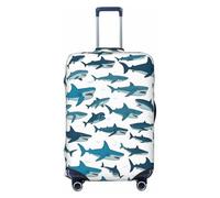 ssnmuk Shark Pattern with Various Gestures Print Elastic Luggage Protection Cover, fit for Most suitcases, to Prevent Scratches