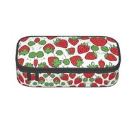 ssnmuk Strawberry Pattern Large Capacity Compartment Stationery Bag, Travel Bag, Office Supplies Box, Makeup Bag
