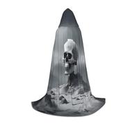 ssnmuk White Punk Skul Hooded cloak, fit for elf/wizard role-playing, costume parties, and cold weather gatherings