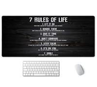 SSOIU 7 Rules of Life Motivational Quotes Mouse Pad 35.5 X 15.7 Inch XXL Full Desk Mousepad Extended Large Non-Slip Rubber Base Waterproof Big Keyboard Mat with Stitched Edges for Gaming and Office