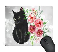 SSOIU Cat Lover Present - Black Cat Lover Gift, Office Decor, Cute 9.5 X 7.9 Inch (240mmX200mmX3mm) Mouse Pad