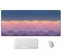 SSOIU Cute Clouds Purple Desk Mat, Extra Large XXL Gaming Mouse Pad 35.5" X 15.7", Waterproof with Stitched Edges