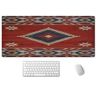 SSOIU Extended Gaming Mouse Pad (35.5x15.7 in), Large Stable Rubber Base Mousepad with Stitched Edges, Keyboard Mouse Mat Desk Pad for Work, Game, Office, Home - American Southwestern Tribal Pattern