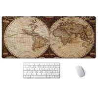 SSOIU Extended Gaming Mouse Pad XXL ArtSo Large Keyboard Mat Long Mousepad Desk Decor Writing Pad Non Slip Rubber Base Stitched Edges for Work, Game, Office, Home, 35.5" x 15.7", Vintage World Map