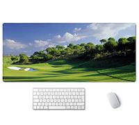 SSOIU Extended Mouse Pad, XXL Gaming Mouse Pads, Large Big Mousepad Laptop Computer Keyboard Mat Desk Pad with Non-Slip Base Stitched Edge for Gaming Office, 35.5 x 15.7 inch, Golf Course