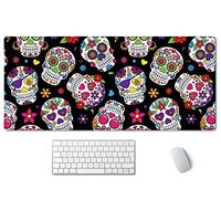 SSOIU Extended Mouse Pad, XXL Gaming Mouse Pads, Large Big Mousepad Laptop Computer Keyboard Mat Desk Pad with Non-Slip Base Stitched Edge for Gaming Office, 35.5 x 15.7 inch, Sugar Skull