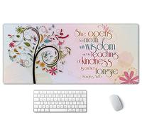 SSOIU Inspirational Christian Bible Verse Proberbs Quotes Extended Gaming Mouse Pad 35.5x15.7 in, Large Mouse Pad, She Opens Her Mouth with Wisdom and The Teaching of Kindness is on Her Tongue