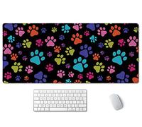 SSOIU Large Mouse Pad, Full Desk XXL Extended Gaming Mouse Pad 35.5" X 15.7", Waterproof Desk Mat Stitched Edges, Non-Slip Laptop Computer Keyboard Mousepad for Office and Home, Dog Paws