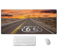 SSOIU Large Mouse Pad, Full Desk XXL Extended Gaming Mouse Pad 35.5" X 15.7", Waterproof Desk Mat Stitched Edges, Non-Slip Laptop Computer Keyboard Mousepad for Office and Home, Famous US Route 66