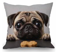 SSOIU Pug Dog Throw Pillow Cover Farmhouse Cushion Case for Sofa Couch 18x18 Inches Cotton Linen 18x18 inches