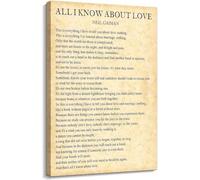 SSOPTMCB All I Know About Love Romantic Poetry Print, Wedding Reading Wall-Art, Unframed Literary Poster for Book Lovers Living Room Bedroom Decor(Unframed,12x18inch(30x45cm))