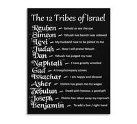 SSOPTMCB Bible Study Reference Poster The Twelve Tribes of Israel Chart Canvas Wall-Art for Home Office(Unframed,08x12inch(20x30cm))