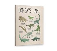 SSOPTMCB Christian Dinosaur Wall-Art Framed Canvas, I Am Biblical Affirmations Print for Boys Room Bedroom Playroom Inspirational Decor(Unframed,08x12inch(20x30cm))