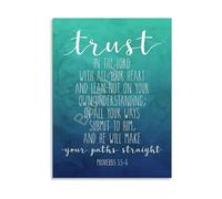 SSOPTMCB Christian Wall-Art Proverbs 3 5 6 Trust In The Lord Poster Vintage Print For Home Decor Gift And Encouragement(Unframed,16x24inch(40x60cm))