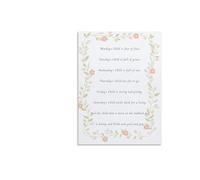 SSOPTMCB Classic Mother Goose Rhyme Monday’s Child Canvas Print Nursery Decor Fair Of Face Poem Wall-Art(Framed,12x18inch(30x45cm))