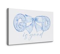SSOPTMCB Coquette Christian Wall-Art God Is, Blue Bow Bible Verse Poster Print, Girly Aesthetic Religious Decor for Teen Girls Bedroom, Inspirational Gift for Her(Framed,16x24inch(40x60cm))