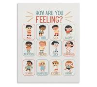SSOPTMCB Feelings & Emotions Chart - How Are You Feeling Today Canvas Wall-Art for Living Room(Framed,16x24inch(40x60cm))