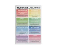SSOPTMCB Figurative Language Learning Tool - English Classroom Poster for School, Homeschool and Office Wall Decor Gift(Unframed,16x24inch(40x60cm))