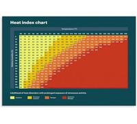 SSOPTMCB Heat Index Chart Poster How to Read Temperature Humidity Guide Canvas Wall-Art Garage Office Decor