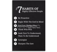 SSOPTMCB Office Decor Poster 7 Habits of Highly Effective People Book Summary for Leadership Motivation Home Study Wall-Art(Framed,16x24inch(40x60cm))