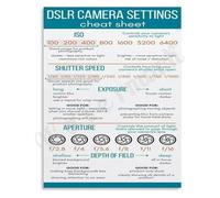 SSOPTMCB Photography Basics Poster DSLR Settings Cheat Sheet Wall-Art for Aperture Shutter ISO Home Office Inspiration Gift Idea(Framed,16x24inch(40x60cm))