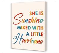 SSOPTMCB She is Sunshine Mixed With a Little Hurricane Canvas Art, Inspirational Quote Wall Decor for Girls Bedroom, Nursery and Kids Room(Unframed,12x18inch(30x45cm))