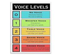 SSOPTMCB Teachers Classroom Decor Voice Level Chart Poster Metal Tin Sign Motivational Wall-Art for Student Behavior(Framed,16x24inch(40x60cm))
