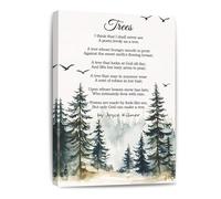 SSOPTMCB Trees Poetry Quote Canvas Print - I Think That I Shall Never See Poem, Vintage Botanical Wall-Art for Home and Office(Framed,08x12inch(20x30cm))