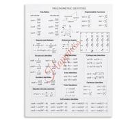 SSOPTMCB Trigonometry Cheat Sheet Poster Trig Identities Math Educational Wall-Art for Classroom Decor(Framed,16x24inch(40x60cm))