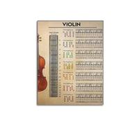 SSOPTMCB Vintage Violin Wall-Art - Theory and Finger Positions Poster for Music Classroom(Framed,16x24inch(40x60cm))