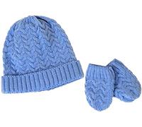 SSP Hats Cable Knit Baby Hat and Mittens in Blue, Size: One Size