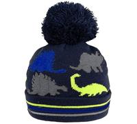 SSP Hats Dinosaur Beanie Bobble Ski Hat in Navy & Grey, Size: One Size