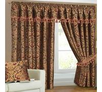 SSP Luxurious Curtain Pair Fully Lined Rich Heavy Chenille Jacquard Pencil Pleat (Georgia Curtain, W 46" x L 72" (117x183cm))