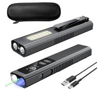 SSPONT EDC Flashlight 4 in1 Magnetic Flashlight High Lumens Work Light with Green Beam & UV & Warning Light Combo EDC Flashlight Rechargeable LT-010 (Black)