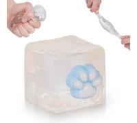 Ssqauvig Cat Paw Ice Cube Squishy,Medium 1.98 Inch Stress Cube Squeeze Toy,Soft Slow Rebound Squishy Cube for Stress Relief,Sensory Fidget Toys for Anxiety for Kids (1, Transparent Blue cat paw)