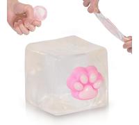 Ssqauvig Cat Paw Ice Cube Squishy,Medium 1.98 Inch Stress Cube Squeeze Toy,Soft Slow Rebound Squishy Cube for Stress Relief,Sensory Fidget Toys for Anxiety for Kids (1, Transparent Pink cat paw)