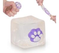 Ssqauvig Cat Paw Ice Cube Squishy,Medium 1.98 Inch Stress Cube Squeeze Toy,Soft Slow Rebound Squishy Cube for Stress Relief,Sensory Fidget Toys for Anxiety for Kids (1, Transparent Purple cat paw)