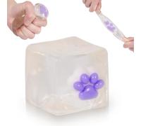 Ssqauvig Cat Paw Ice Cube Squishy,Medium 1.98 Inch Stress Cube Squeeze Toy,Soft Slow Rebound Squishy Cube for Stress Relief,Sensory Fidget Toys for Anxiety for Kids (1, Transparent White cat paw)