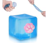 Ssqauvig Cat Paw Ice Cube Squishy,Medium 1.98 Inch Stress Cube Squeeze Toy,Soft Slow Rebound Squishy Cube for Stress Relief,Sensory Fidget Toys for Anxiety for Kids (1, Blue ice Cubes Pink cat Paws)
