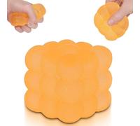 Ssqauvig Frosted Ice Cube Squishy, 5cm Stress Relief Cube Fidget Toy, Soft Sensory Squishy Toys for Anxiety and Focus for Kids Youth Adults, Portable Squishy Ball (Yellow)
