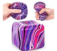 Ssqauvig Large Veined Ice Cube Squishy Toy, 7cm (2.76 Inch) Big Stress Cube, Soft Sensory Fidget Toy for Anxiety Relief and Focus for Youth Adults, Squishy Ball (Pink)