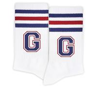 SSQBZU Striped Socks with the Letter ‘G’ in Red & Navy Blue, Exclusive Initial Socks for Men&Women, Gifts for Him&Her, Ladies&Gentlemen, Family, Friends, Birthday, Christmas, Valentine's Day. (053),
