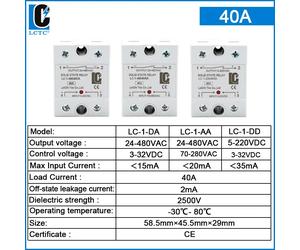 SSR Relay DC to AC DC to DC AC to AC Solid State Relay Single Phase 10A 25A 40A