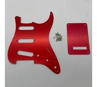SSS 11 Hole Electric Guitar Pickguard and Backplate Red Anodized Aluminum Modern Style for Fender USA and Mexico Made Standard Stratocaster Modern Style Parts