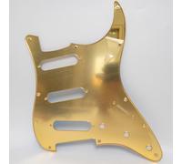 SSS 11 Hole Guitar Pickguard for Stratocaster Electric Guitar Gold Mirror Scratch Plate, Compatible with Fender/Squier Strat Electric guitars Replacement parts