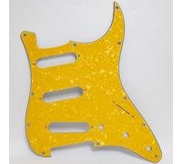 SSS 11 Hole Guitar Pickguard for Stratocaster Electric Guitar Yellow Pearl Scratch Plate, Compatible with Fender/Squier Strat Electric guitars Replacement parts