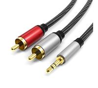 SSS·GRGB 3.5mm to RCA Cable, 24K Gold-Plated RCA Male to Aux Audio Adapter 100ft/30M, Nylon Braided Audio and Video Cable Extension for Smartphones, HDTV, Tablet, Home Theater, Speaker, MP3