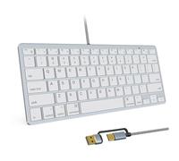 SSS·GRGB 78 Key Compact Wired Keyboard for Mac, USB A/USB C Plug-N-Play, Ultra-Slim USB Mini Keyboard -US Layout Compatible with Apple MacBook, iMac, Mac mini/Pro, Laptop Computers, PC, Silvery White