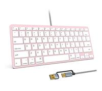 SSS·GRGB 78 Key Compact Wired Keyboard for Mac, USB A/USB C Plug-N-Play, Ultra-Slim USB Mini Keyboard - US Layout Compatible with Apple MacBook, iMac, Mac mini/Pro, Laptop Computers, PC, Pink